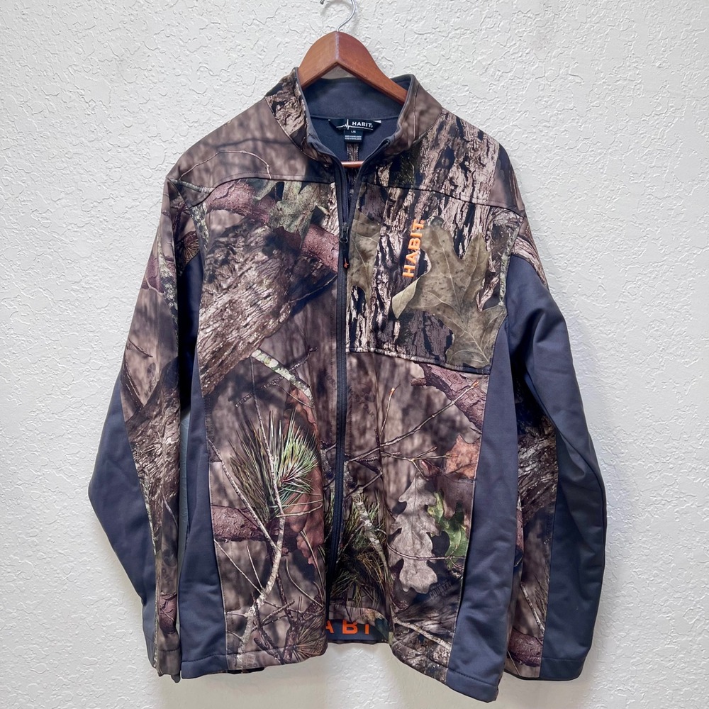 Habit Men's Camouflage Scent Factor Full Zip Softshell Jacket‎ Large Mossy Oak